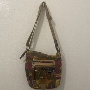 Fossil Fabric Vintage Patchwork Floral Crossbody Boho Bag Purse Handbag